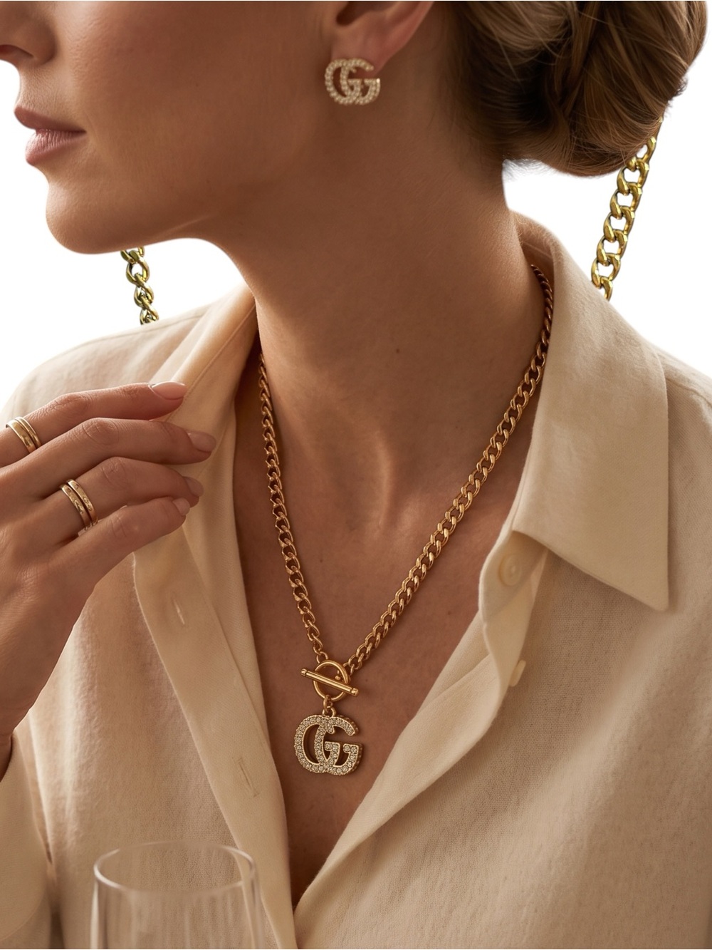 Gucci- gold toned Necklace set- high quality fashion jewelry - Picture 7 of 9
